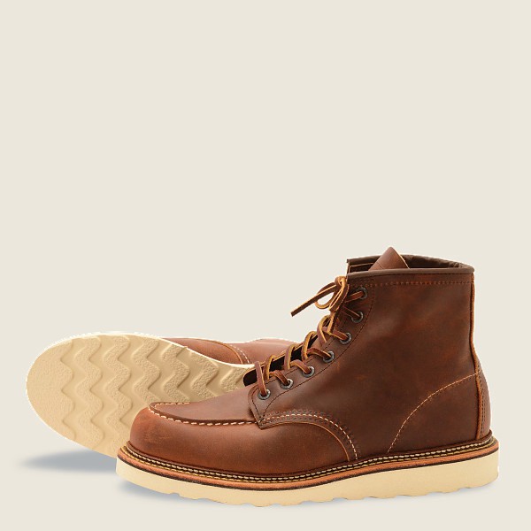 Red Wing Mens Heritage Boots - Classic Moc - 6-inchr Rough & Tough Leather - Brown - GLO639712